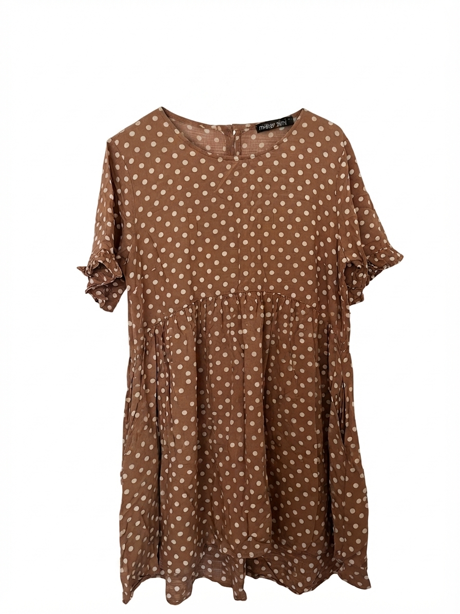 Mister Zimi Brown & White Polka Dot Smock Dress Size 12 — Kheshan ReTreasure on Shopfront